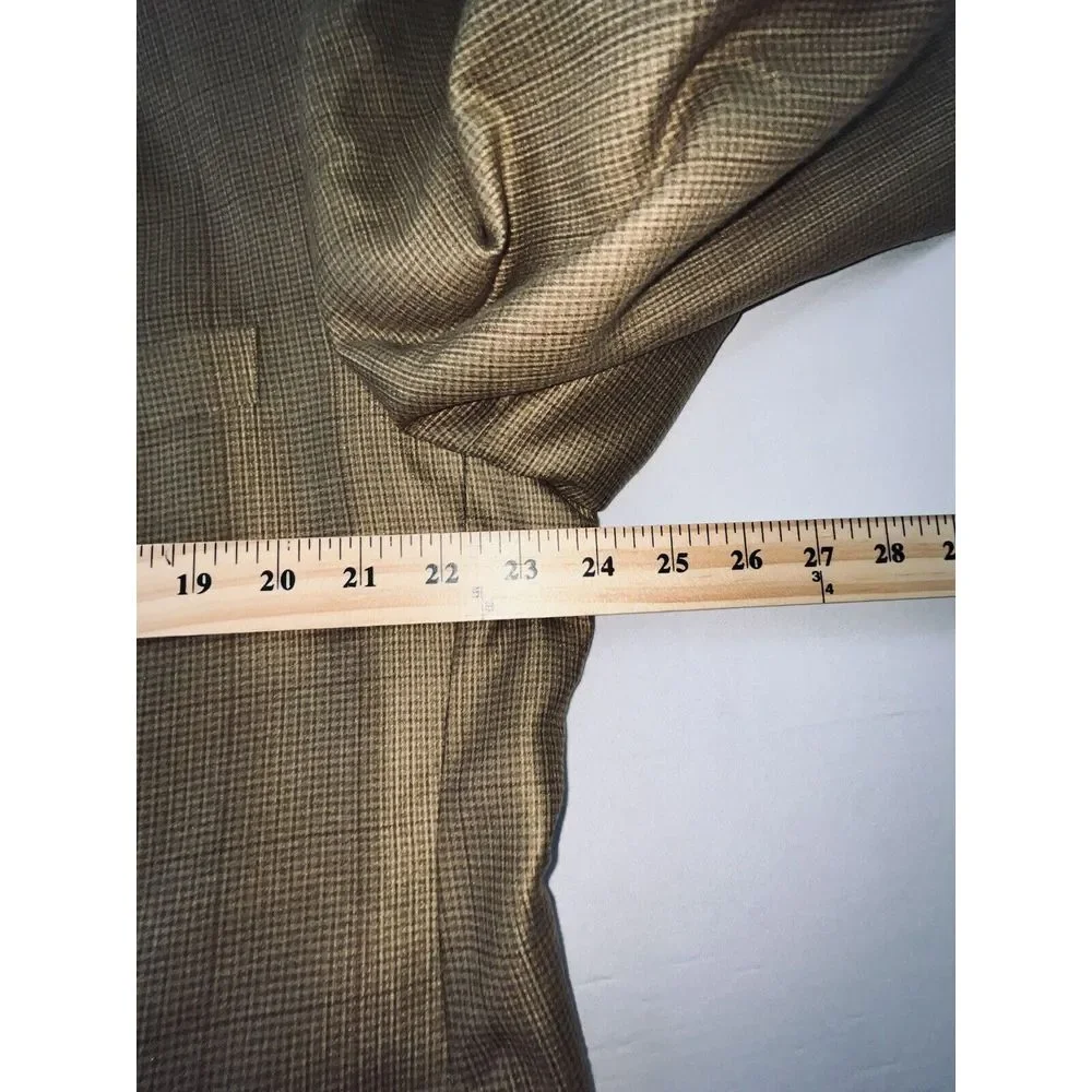 Chaps Blazer Mens 44R Window Pane 2 Button Casual Sport Coat Jacket 1 Vent Brown